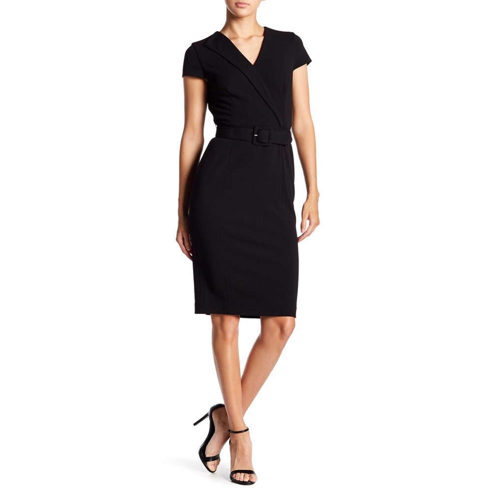 Calvin Klein Belted Cap Sleeve Sheath Dress